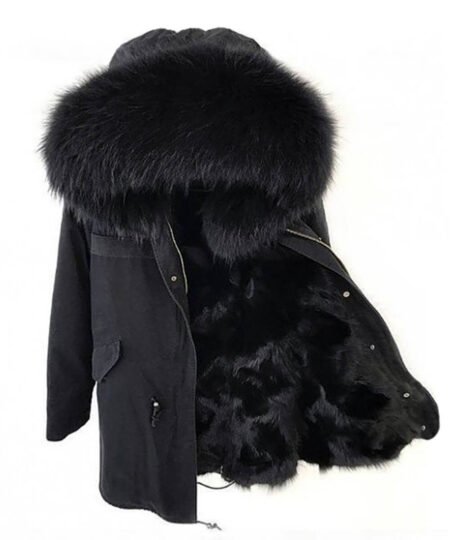 GUG Black Fur Parka Jackets
