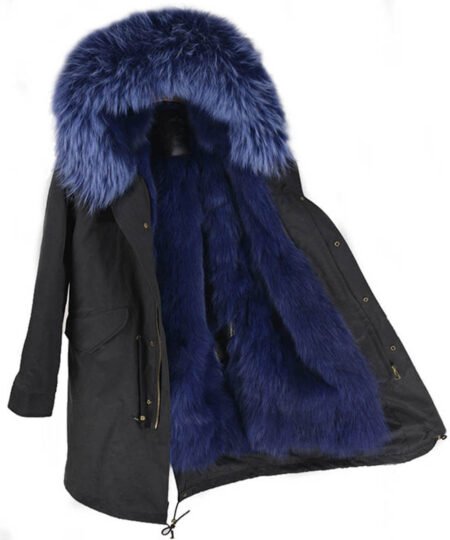 GUG Black Navy Fur Parka Jackets