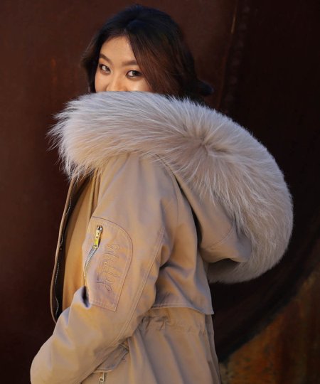 GUG Khaki Long Fur Parka Jacket