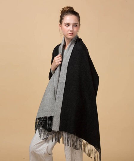 Mitchell-Y Reversible 100% Lamb Wool Scarves - Black/Grey