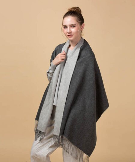 Mitchell-Y Reversible 100% Lamb Wool Scarves - Charcoal/Grey