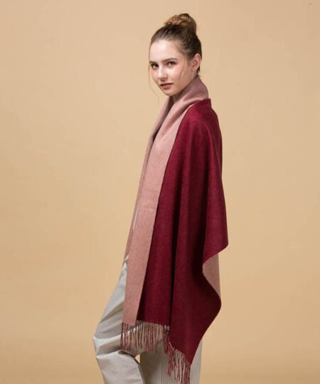 Mitchell-Y Reversible 100% Lamb Wool Scarves - Claret/Coffee