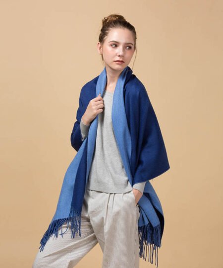 Mitchell-Y Reversible 100% Lamb Wool Scarves - Navy/Blue