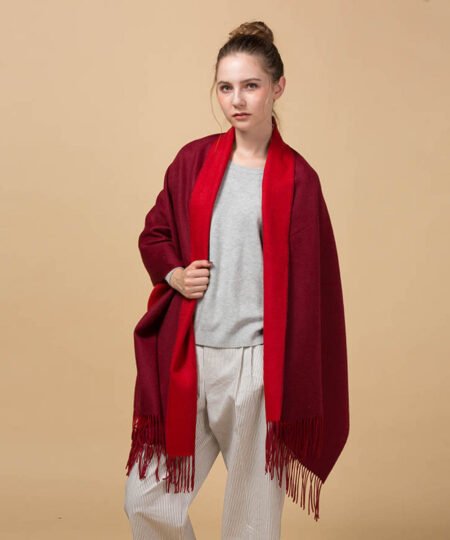 Mitchell-Y Reversible 100% Lamb Wool Scarves - Claret/Red